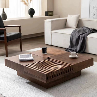 North American Black Walnut Coffee Table Small Apartment Internet Celebrity Simple Modern Living Room Storage Square Real Storage Tea Table