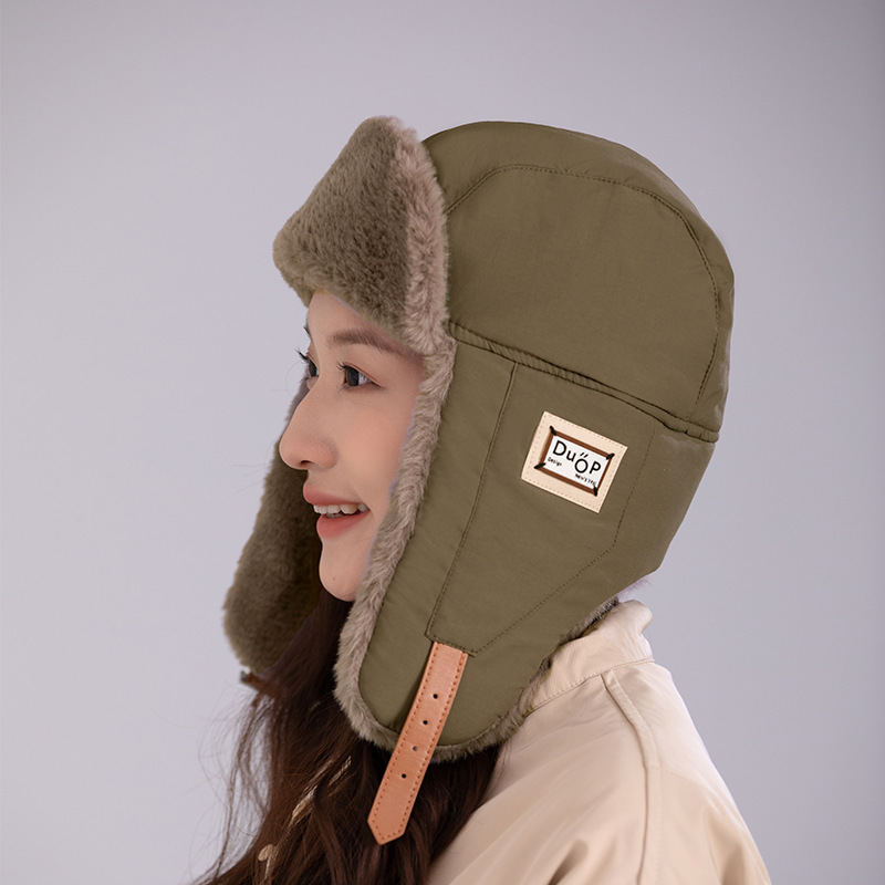 Lei Feng Sombrero estilo coreano hombres y mujeres otoño e invierno al aire libre cálido sombrero de algodón a prueba de frío bufanda integrada tres en uno invierno sombrero a prueba de viento