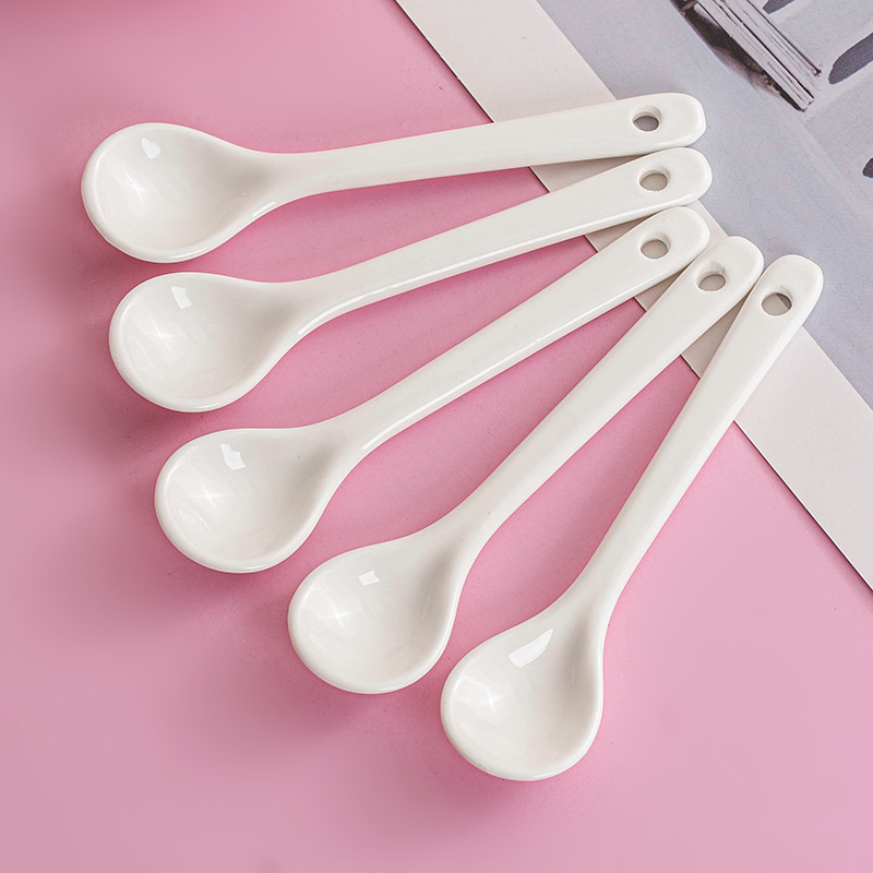 Ceramic Small Spoon Creative Mini Baby Supplementary Food Feeding Spoon Seasoning Spoon Spoon Household Pot Spoon Seasoning Spoon