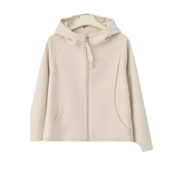 Jimo Commuter Zipper Hooded Sweater Jacket 2025 Spring New Slim Long Sleeve Sports Cardigan Explosive Top