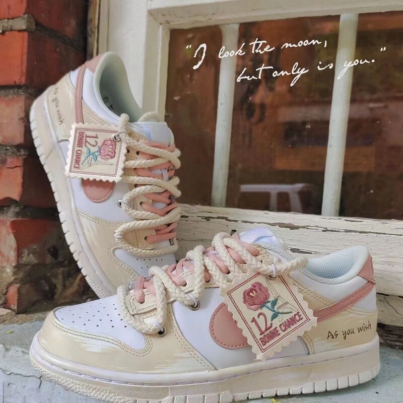 Putian High Quality Dunk Low Top Deconstructed Strap Retro Rose Cloth Patch Couple Men's and Women's Couple Shoes Sports Shoes