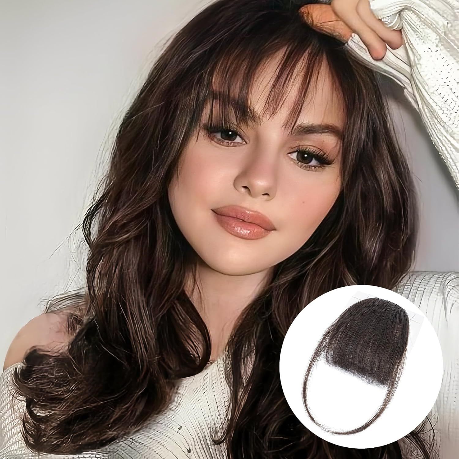 Todo el cabello real aire flequillo femenino invisible sin costuras frente peluca de cabello real tejido a mano peluca de cabello real flequillo falso francés