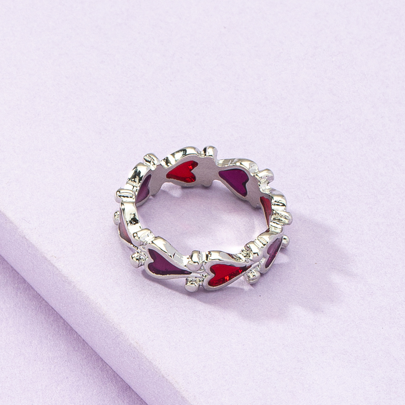 fashion heart inlaid color rhinestone drop oil ring wholesale nihaojewelry