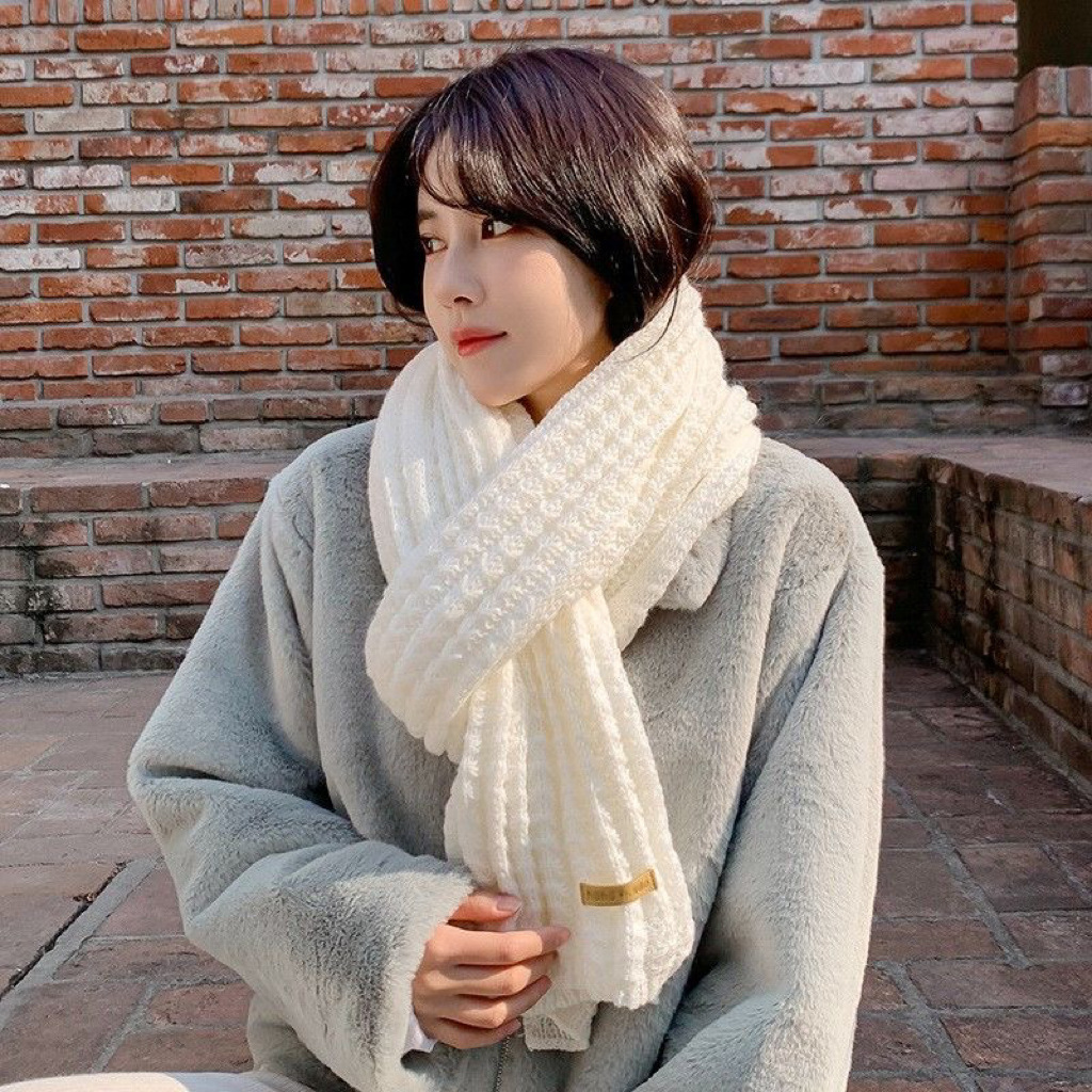 New Japanese Cross Border Scarf Women's Autumn/winter Extended Windproof Solid Color Scarf Outdoor Sweet And Versatile Elegant Student Scarf_voghion.com