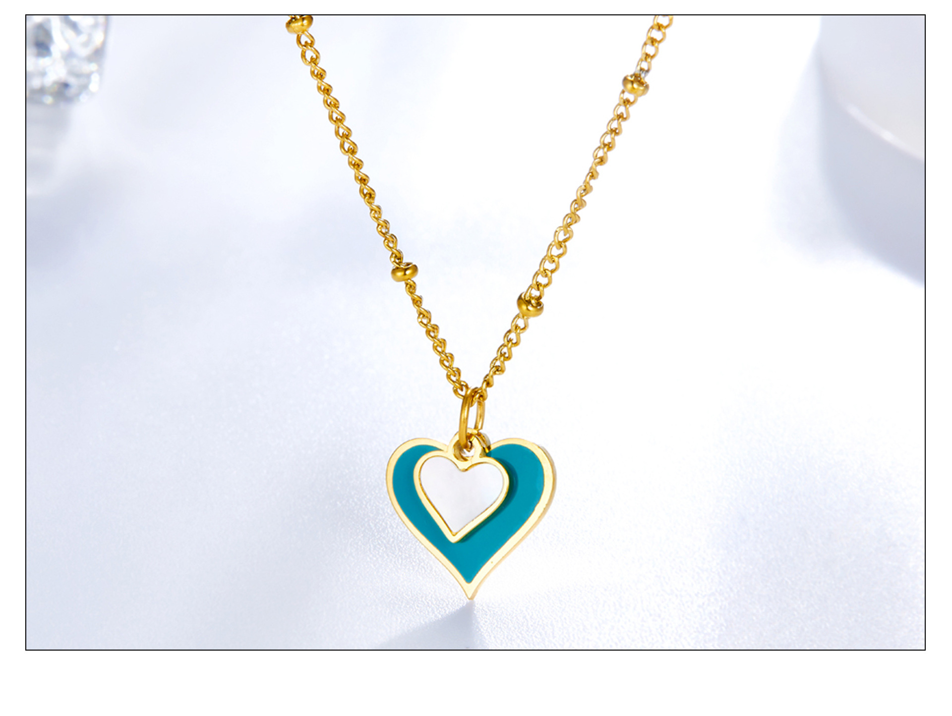 Fashion Heart Shape Stainless Steel Plating Layered Necklaces 1 Piece