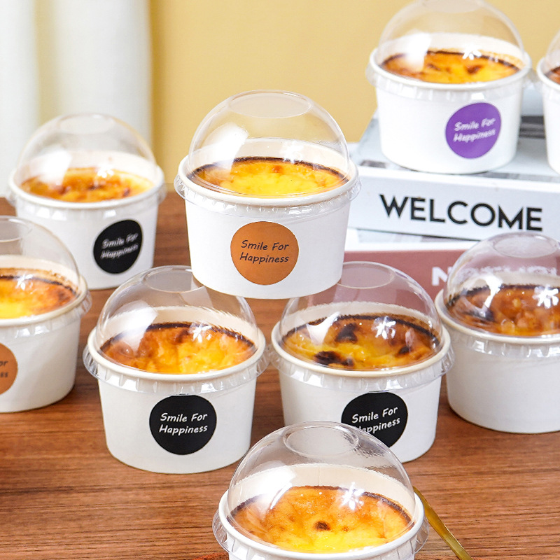 Taza de leche asada con pasta de batata, leche de huevo asada, caja de puff grande, caja de embalaje de postre para pastel, taza de papel para hornear resistente a altas temperaturas