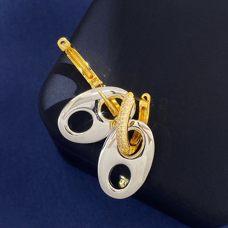 Orecchini a lobo naso di maiale metallizzati lucidi moda_voghion.com