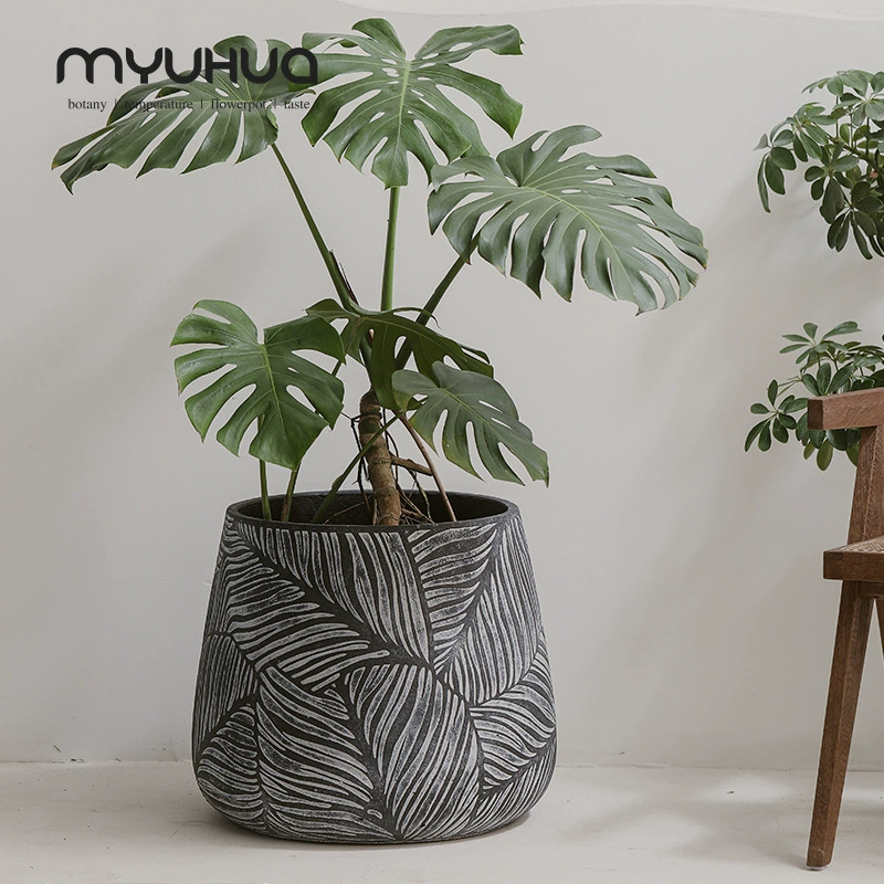Ретро-стиль, простой креативный цементный цветочный горшок для гостиной, домашний комнатный зеленый растение, весенний перьевой монстер, черный алмазный горшок
