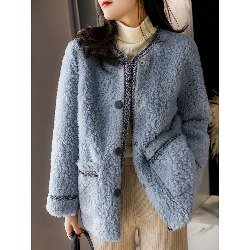 All-Wool Small Fragrant Capsules Sheep Shear Fur Women's Autumn and Winter New Fashion Lamb Wool Jacket