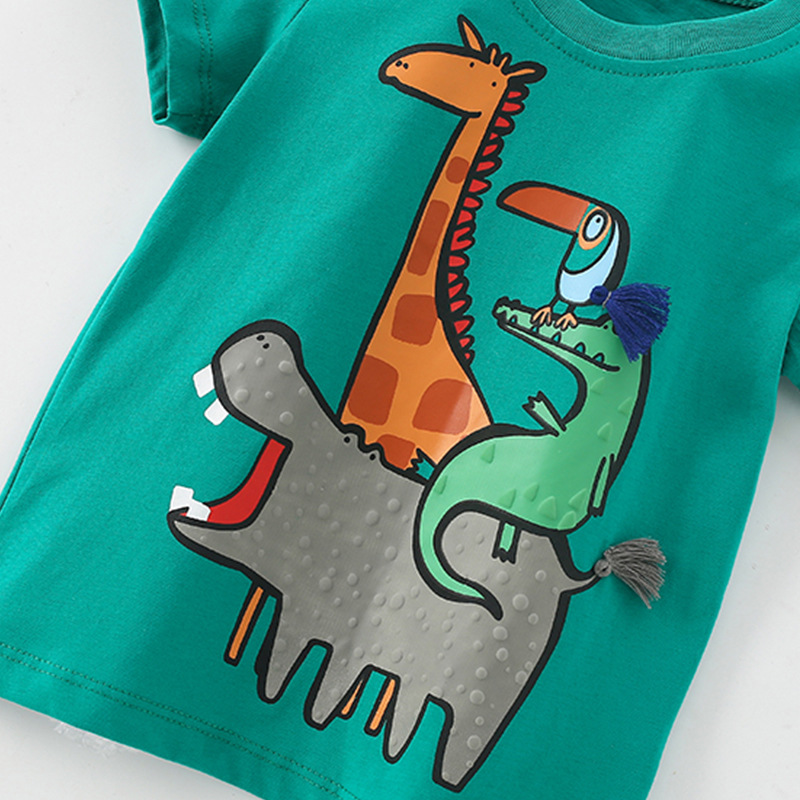 summer T-shirt for boys with a round collar