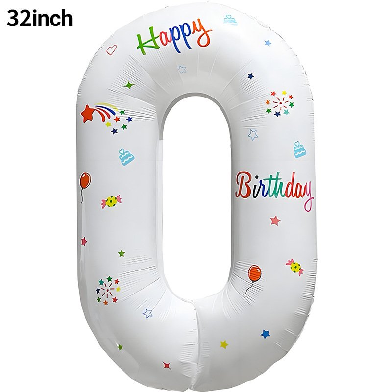 Globo digital blanco de 32 pulgadas para decoración de cumpleaños, de aluminio, para fiestas, fondo para fotos, accesorios de decoración
