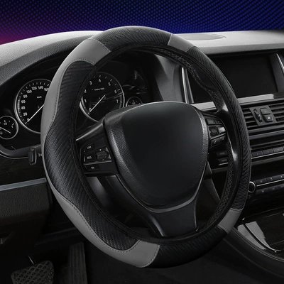 elastic carbon fiber non-slip handle | Steering wheel cover - gray-38cm
