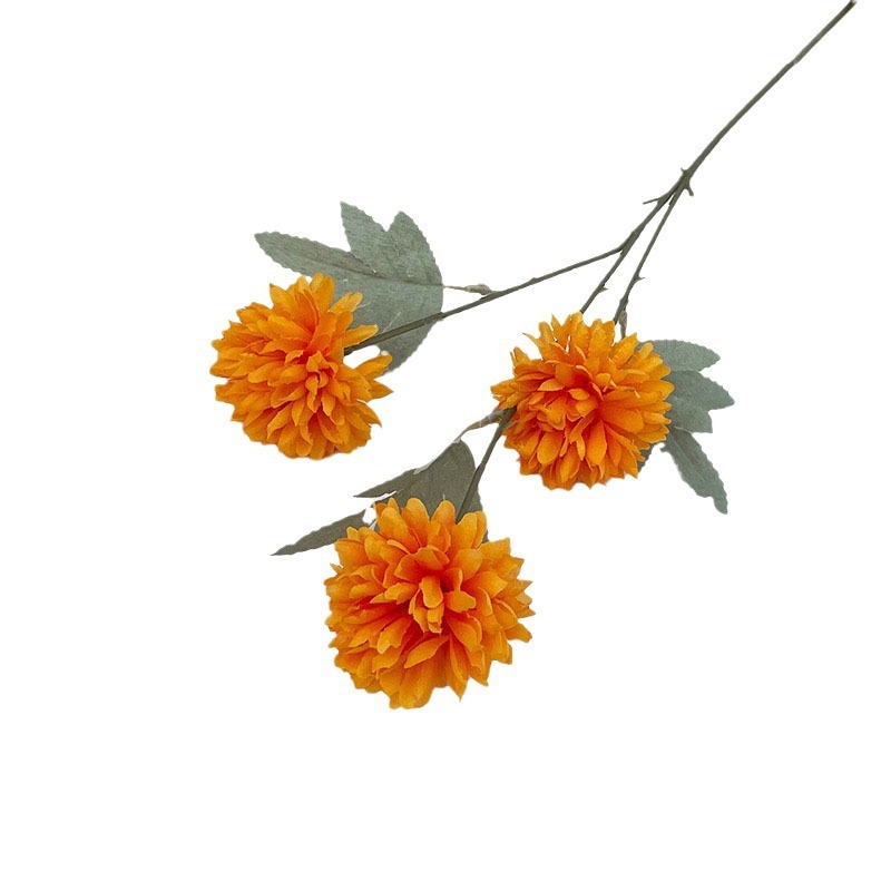 Crisantemo a 3 teste, palla di spine a 5 teste, guida per la strada del matrimonio, fila di fiori, decorazione di base, 9 teste_voghion.com