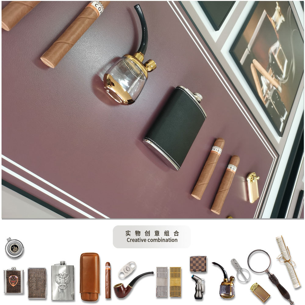 Pintura decorativa de cigarro, pipa, jarra, pintura colgante tridimensional, lujo ligero, habitación de muestra simple, pintura de instalación física