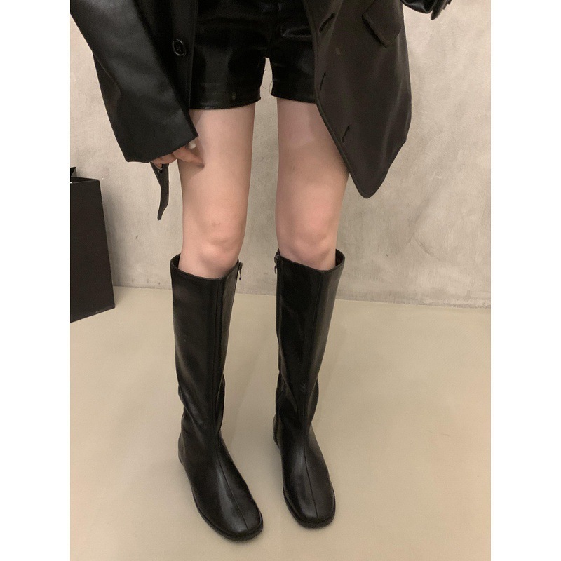法式棕色美拉德瘦瘦长筒靴女鞋2025年新款秋季韩版长靴中筒骑士靴|undefined