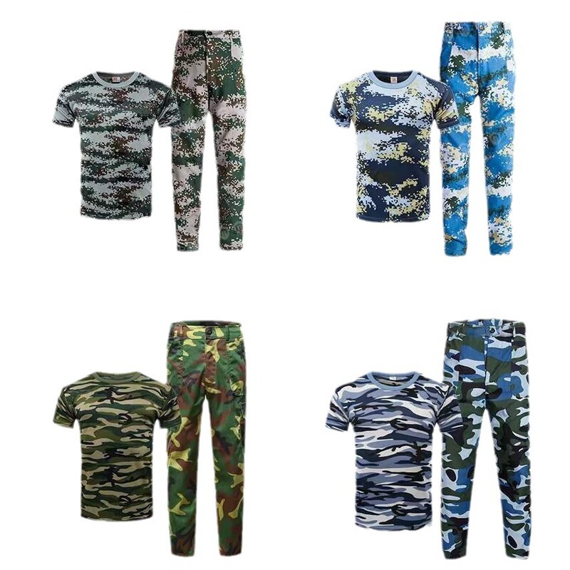 Summer Half-Sleeved Training Suit Thin Top T-Shirt Breathable Quick-Drying Camouflage Student Military Training Uniform Performance Suit Summer Half-Sleeved Training Suit Thin Top T-Shirt Breathable Quick-Drying Camouflage Student Military Training Uniform Performance Suit