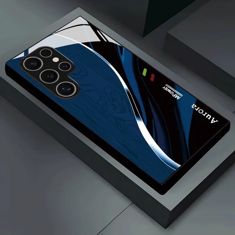 Cross-Border Exclusive Supply of Trendy Sports-Style Gradient Splicing Samsung S25Plus Glass Phone Case S23 Glass Protective Case