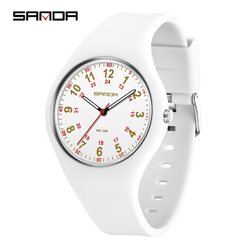 SANDA reloj femenino temperamento minimalista estudiantes de primaria luz nocturna impermeable silicona reloj de cuarzo reloj de comercio electrónico reloj en línea