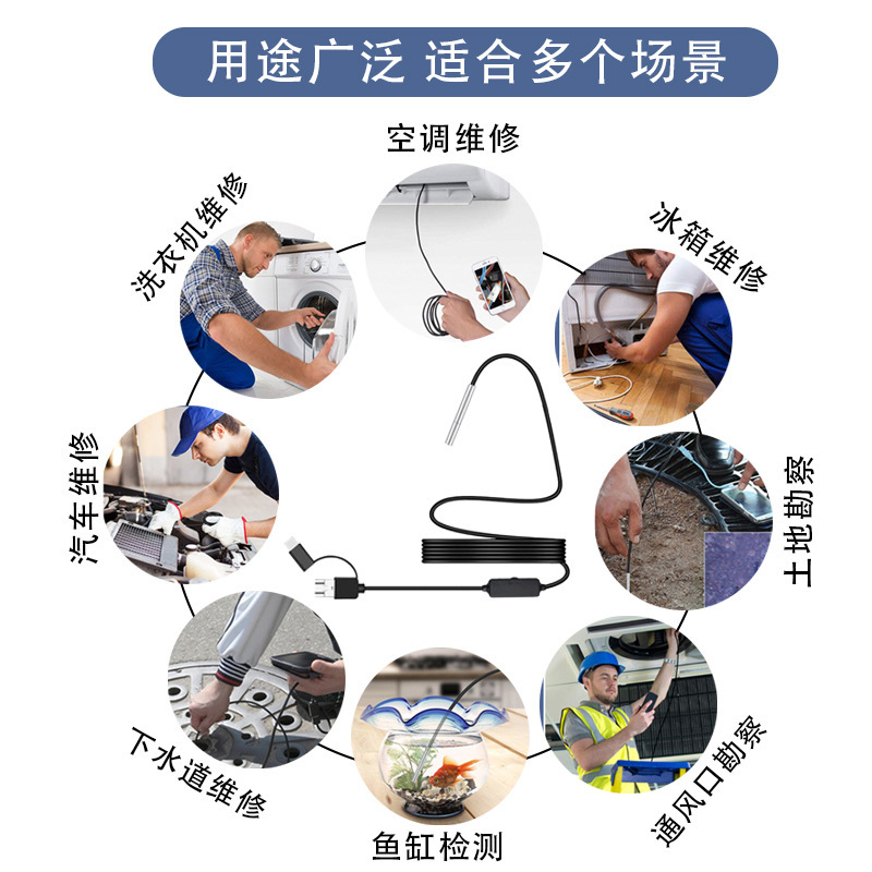 3.9mm三合一工業内視鏡配管自動車検査内視鏡typeC安卓携帯電話内視鏡|undefined