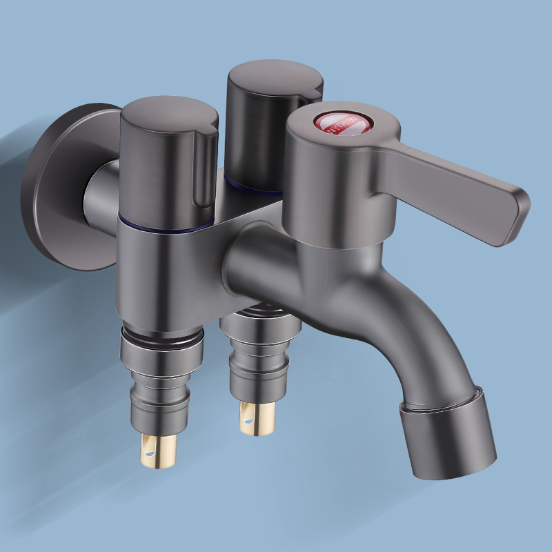 Stainless Steel One-In and Three-Out Washing Machine Faucet Double-Out Multi-Function Mop Pool Three-Control Four-Way Angle Valve Diverter