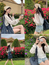 镂空针织三角巾头巾女2023秋季新款网红百搭包头围巾绑头发假领子