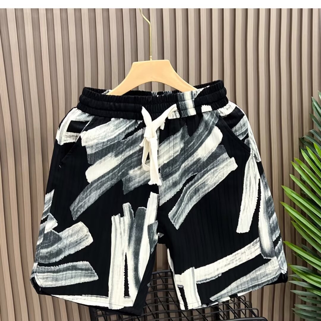 Summer New Style Men's Casual Beach Shorts Versatile Loose Straight Leg Five Point Pants Trendy Popular Instagram_viptrois.com