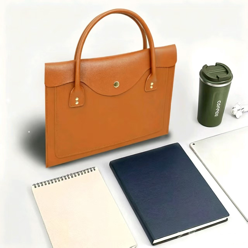 In-Stock Laptop Bag, Large Capacity Business Leather Notebook Handbag, Custom Document Bag, Waterproof, Customizable Logo