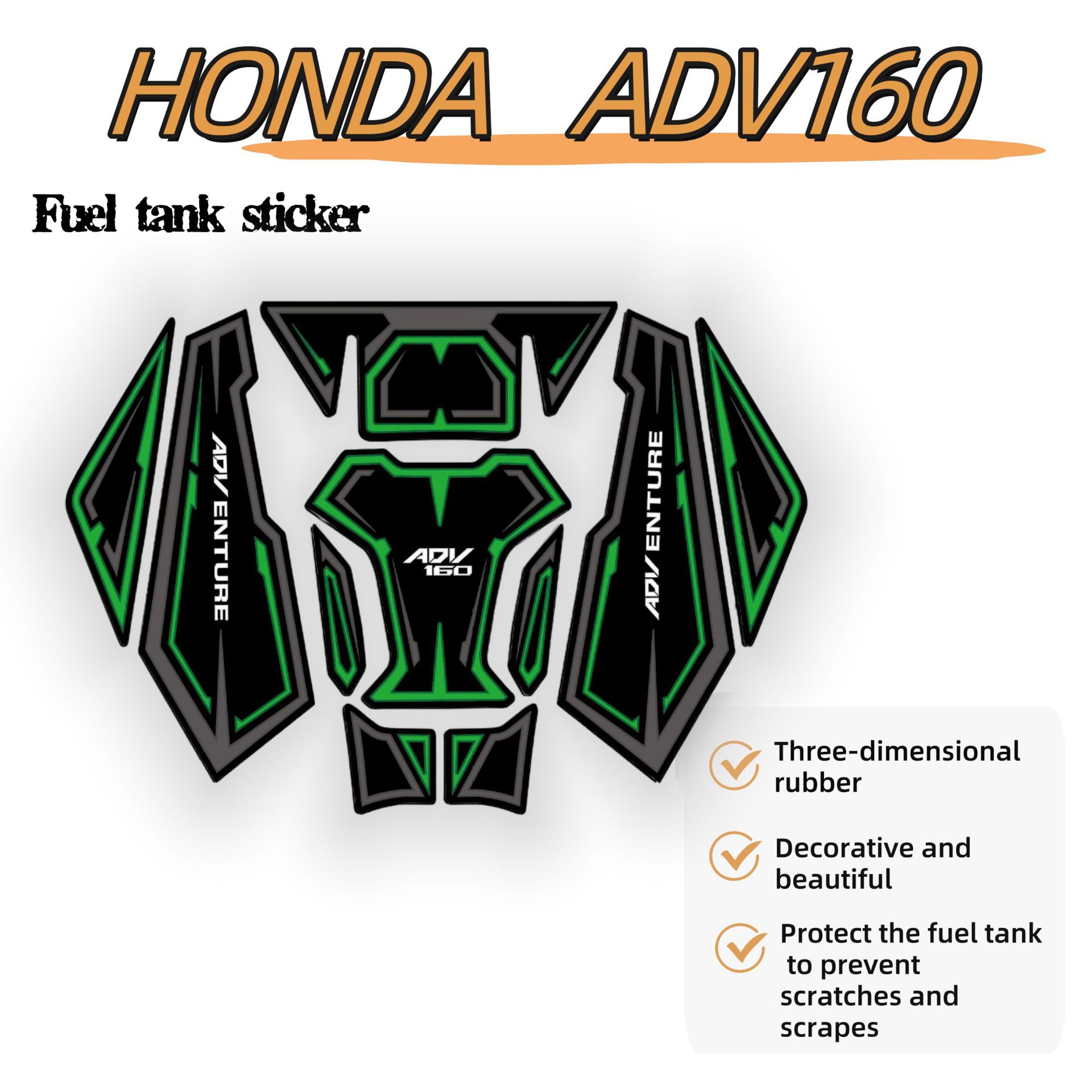 Suitable for Honda 22-24 Years Adv160 Motorcycle Modified Rubber Decorative Stickers Fuel Tank Stickers Cross-Border Factory Wholesale