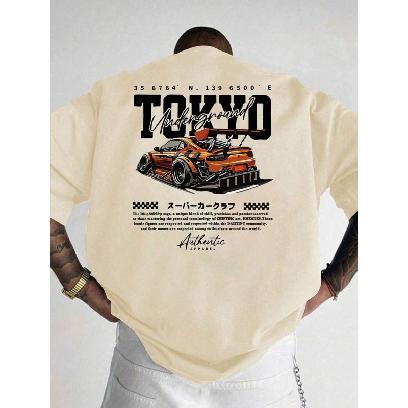 European Size Pure Cotton Men Loose Fit Printed Short Sleeve T-Shirt, Stylish
