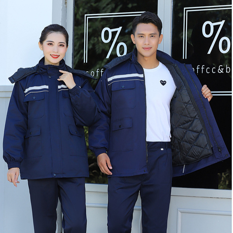 Winter anti-static work cotton-padded clothes removable thick cold-proof chemical plant petroleum gas station workshop workwear