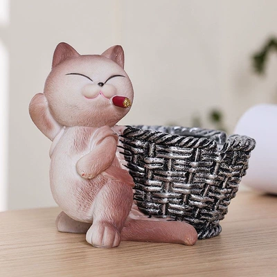 Funny and Cute, Fashionable — Car ashtray - cat-in-a-basket-ashtray-brown