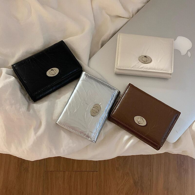 休闲风银黑百搭钱包女款少女心防消磁收纳证件卡包小众裂纹零钱包|undefined
