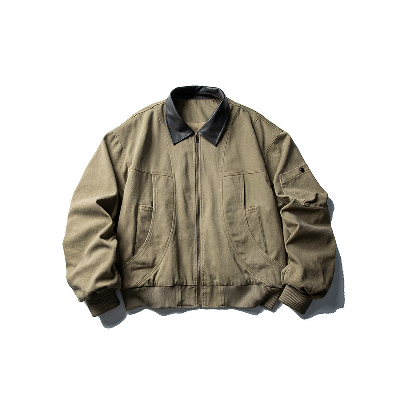 城市凡品 2025年秋季新款重磅水洗翻领bomber夹克cleanfit夹克|undefined