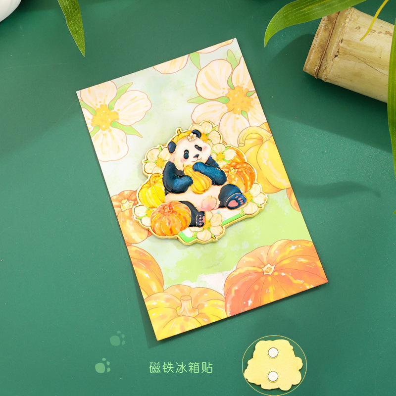 金属熊猫冰箱贴四川成都旅游文创纪念品伴手礼物创意可爱磁性贴|undefined
