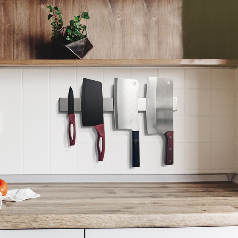 304 acero inoxidable succión magnética portacuchillos de cocina tipo pared portacuchillos magnéticos herramientas de almacenamiento de cocina