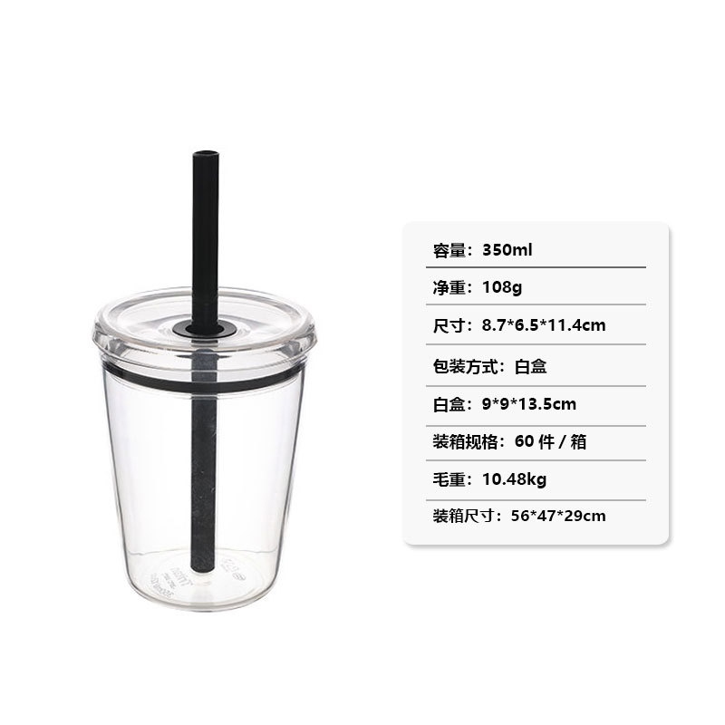 350ml mini taza de plástico transparente tritan taza de paja de color rojo para chicas lindas tazas de agua