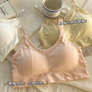 Girls' Bra without Steel Ring Students Junior High School Senior high school Development Sling Underwear Integrated Fixed Cup Small Vest