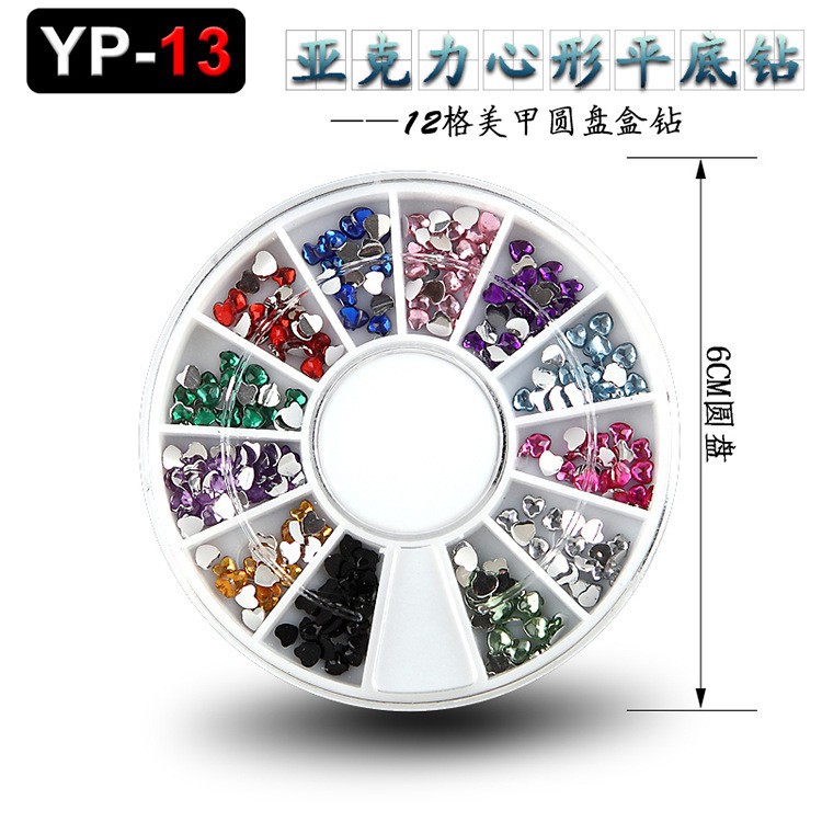 Accesorios para decoración de uñas con forma especial, diamantes de imitación de resina, tachuelas metálicas iridiscentes, caja de diamantes de imitación mixtos de 12 compartimentos, fabricante de materiales con forma especial, venta al por mayor