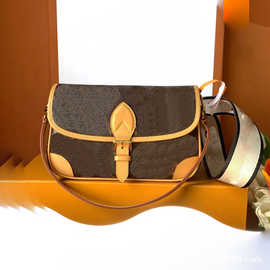 牛角女包新款老花真皮托特中古法棍单肩斜挎腋下包M45985芯片内码