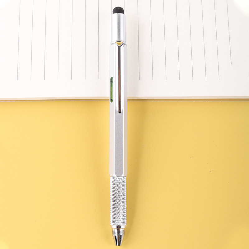 Medidor de nivel de escala Stylus Rotary multi-función herramienta de la pluma del metal suave bolígrafo