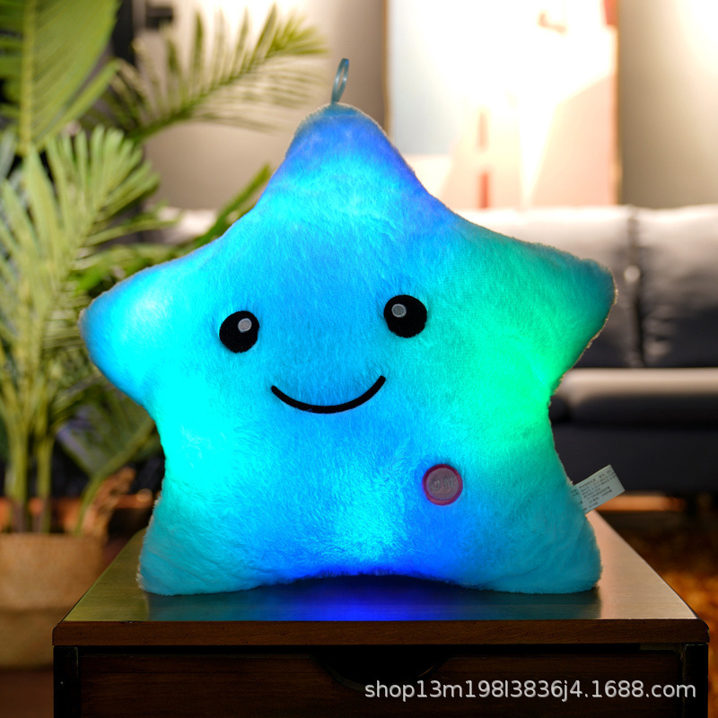 【越境限定価格】クリエイティブ カラフル ウサギ毛 タイダイ 発光五芒星枕 発光枕 五芒星|undefined