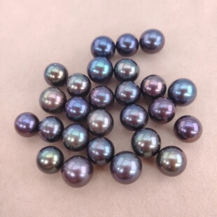 Non-Porous Spot 6-14mm Tahitian Black Round Beads Natural Freshwater Pearl Passepartout Earrings Jewelry Material