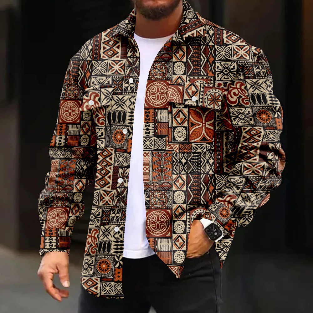 Venta caliente moda moda moda impresión digital chaqueta de solapa retro estilo británico chaqueta de un solo pecho MD05