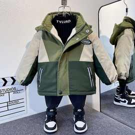 拼接棉服童装男童冬装棉衣外套2025新款儿童上衣棉服加绒加厚帅新