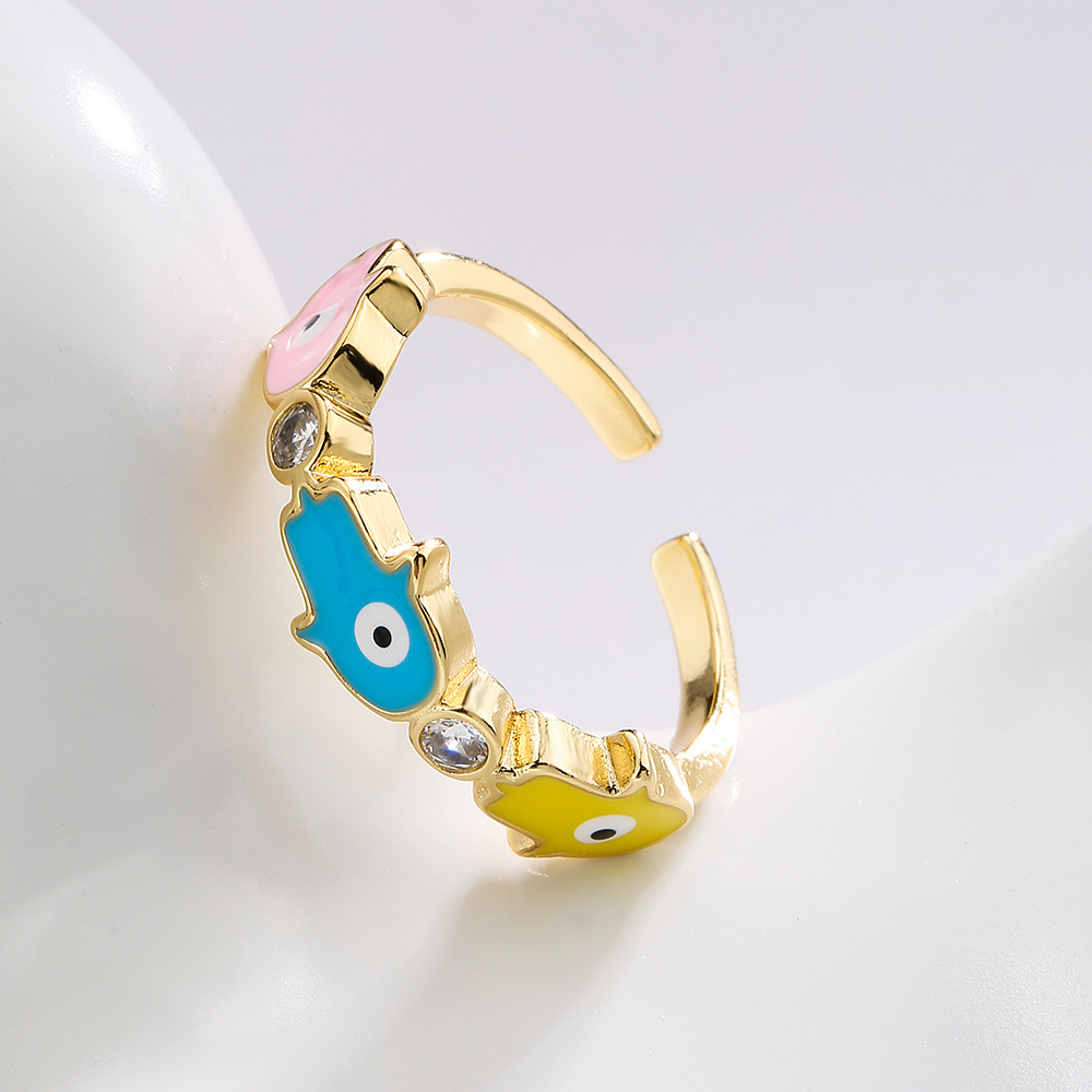 Fashion Glasses Copper Inlay Zircon Open Ring 1 Piece