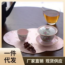 P616谈得来茶事中式织锦花卉海棠小茶垫壶垫小清新布艺茶席餐桌垫