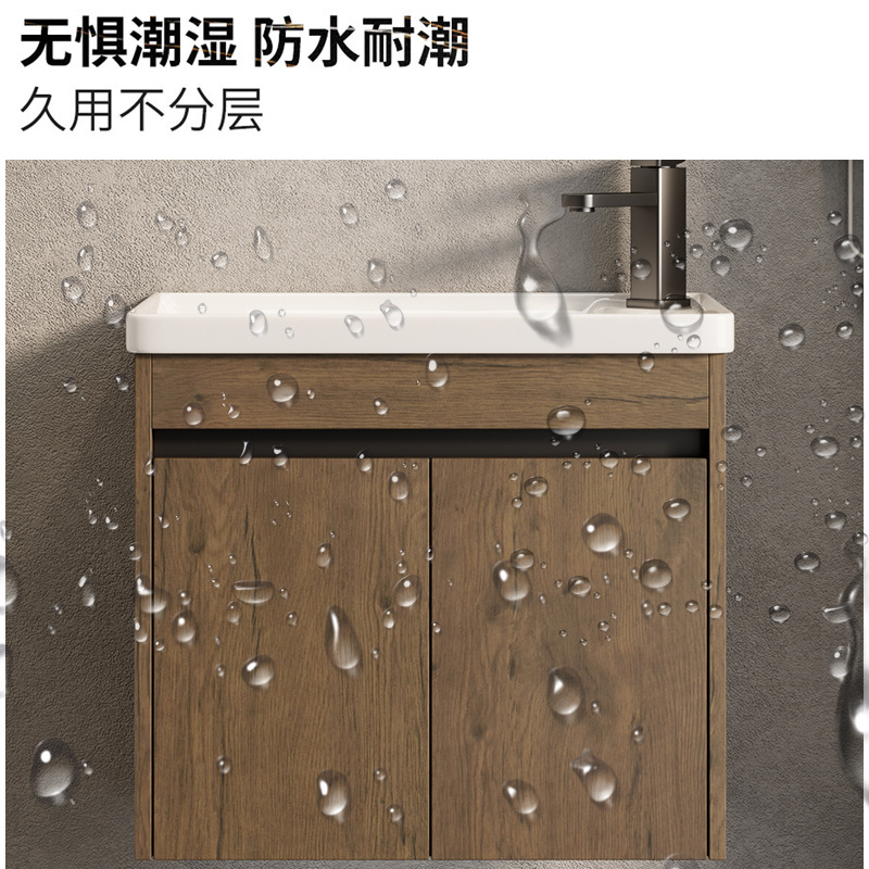 Espacio de apartamento pequeño ultra estrecho Gabinete de baño de aluminio Combinación de lavabo de cerámica Lavabo profundo Baño Terraza de baño Piscina