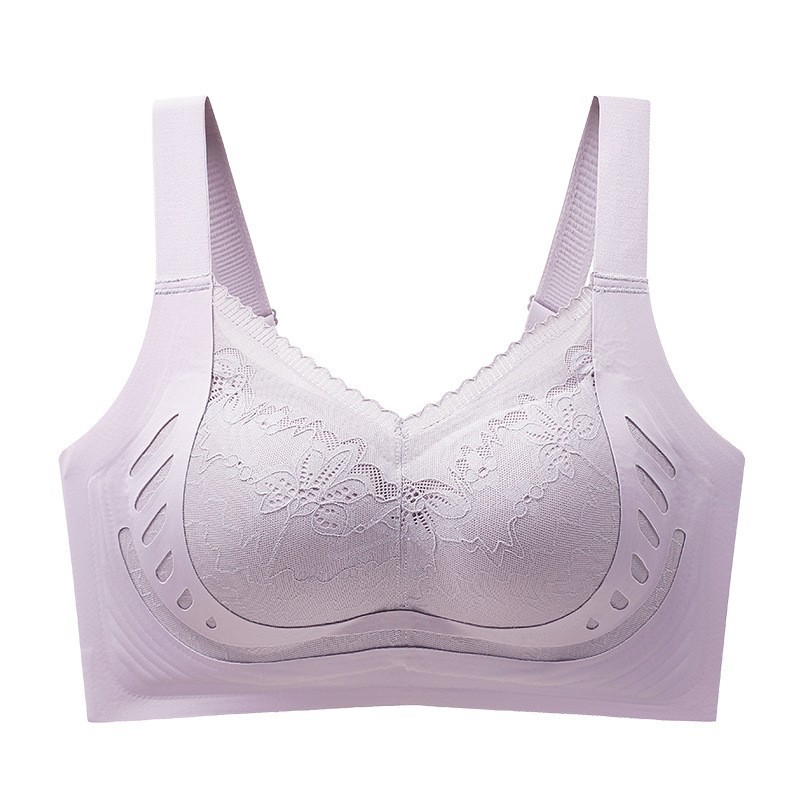 Gran tamaño de encaje de elevación de ropa interior damas delgada, pecho grande y pequeño, sujetador de colapso de pecho anti-caída, sujetador de soporte superior