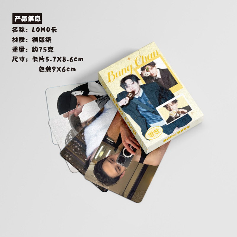 BangChan's Small Card Box 50 Sheets 57x86mm Korean Celebrity Laser Lomo Postcards