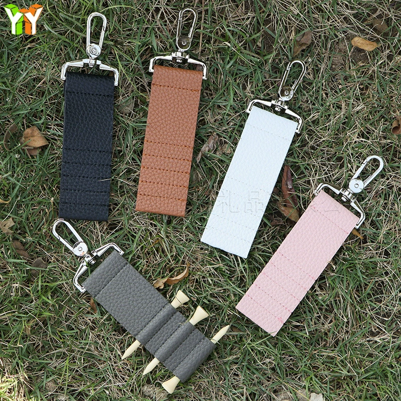 Готовый к отправке кожаный чехол для шипов для гольфа с карманом для ти, 5 штук, с персонализированным лазерным логотипом, сумка для шипов.